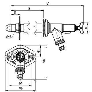 AIPS SF SEPP Eis-Basis fros. Außenwandv. G1/2 (DN15)xG3/4 (DN20) A/A MS chr. – Bild 2
