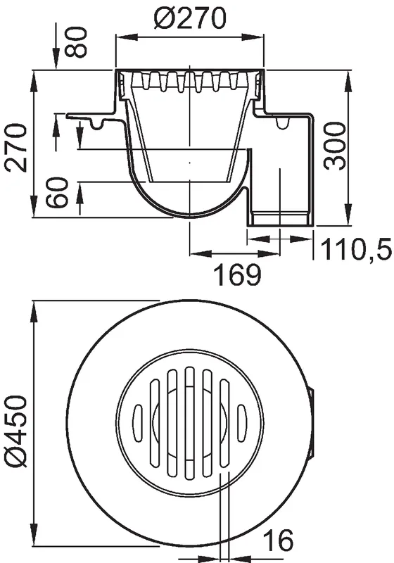 ACO Bodenablauf Guss DN100/90 Grad/M125/Abdichtring /Anstrich