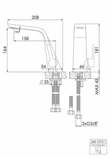 Steinberg Waschtisch-EHM ohne Ablaufgarnitur 260 1010 1, chrom – Bild 2