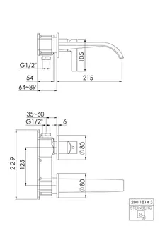 Steinberg Waschtisch-Wand-EHM (FMS) 280 1814 3, chrom – Bild 2