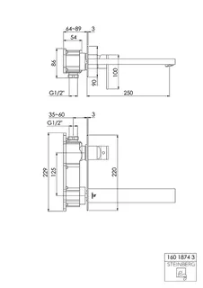Steinberg Waschtisch-Wand-Einhebelmischer 160 1874 3, chrom – Bild 2