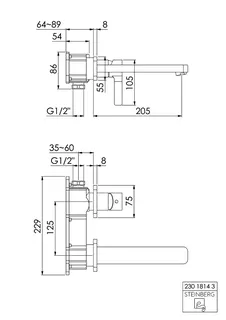 Steinberg Waschtisch-Wand-EHM (FMS) 230 1814 3, chrom – Bild 2