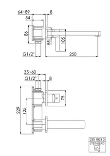 Steinberg Waschtisch-Wand-EHM (FMS) 230 1824 3, chrom – Bild 2
