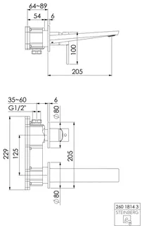 Steinberg Waschtisch-Wand-EHM (FMS) 260 1814 3 chrom – Bild 2
