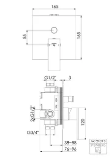 Steinberg Fertigmontageset für Wanne/Brause-EHM 160 2103 3, chrom – Bild 2