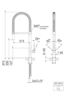 Steinberg Spültisch-Einhebelmischer 100 1495 S, matt black – Bild 2