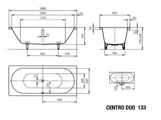 Kaldewei Badewanne CENTRO DUO Mod.133,1800x800mm, pergamon – Bild 2