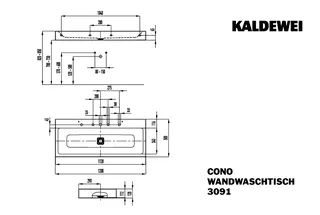 Kaldewei WB CONO WANDWASCHTISCH Mod.3091,1200x 500mm,pergamon,PEFF,AD,m. 1HL,oÜL – Bild 3