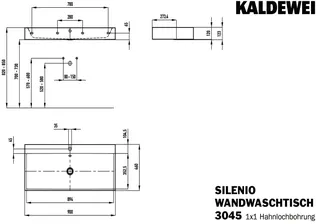 Kaldewei WB SILENIO WANDWASCHTISCH Mod.3045, 900x460mm,perga,PEFF,AD,m. 1HL,mÜL,chr – Bild 4