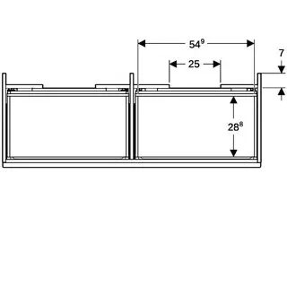 Geberit Renova Plan US f. DWT m. 2 Schubladen 122,6x60,6x44,6cm, Nussbaum hickory – Bild 5