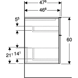 Geberit iCon Seitenschrank, 2 Schubladen 45x60x47,6cm, lava – Bild 5