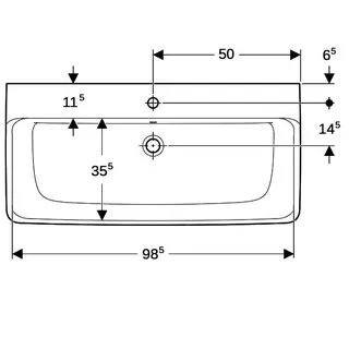 Geberit Renova Plan Waschtisch, 100x48cm mit Hahnloch, mit Überlauf, weiß – Bild 5