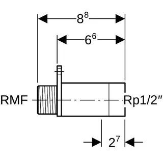 Geberit Anschluss gerade mit AG für MeplaFix Rg R1/2-Rp1/2 L:66mm – Bild 4