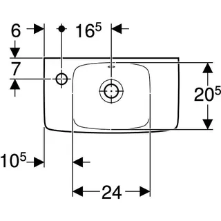 Geberit Renova Compact HWB, verk.Ausld.,Ablg. 45x25cm, Hl.li, mit Überlauf, weiß, KeraTect – Bild 5