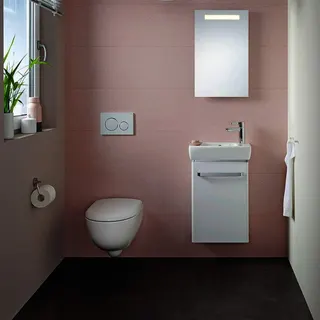 Geberit Renova Compact HWB, verk. Ausladung Ablg., 45x25cm, Hl. rechts, mit Überlauf, weiß – Bild 3