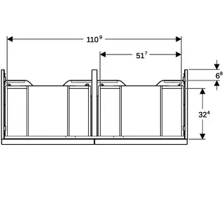 Geberit iCon Unterschrank für DWT, 2 Schubl. 118,4x24,7x47,6cm, weiß hgl/Gr. chrom – Bild 5