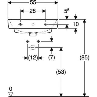 Geberit Renova Plan Aufsatzwaschtisch 55x44cm m. Hahnloch, mit Überlauf, weiß, KeraTect – Bild 4