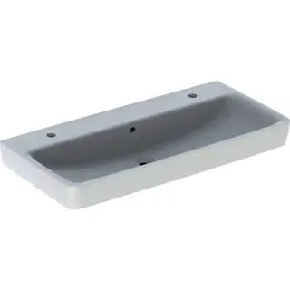 Geberit Renova Plan Waschtisch 100x48cm zwei Hahnlöcher, m. Überlauf, weiß – Bild 2