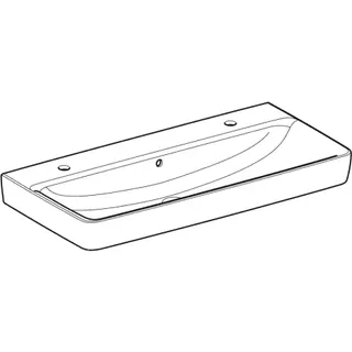 Geberit Renova Plan Waschtisch 100x48cm zwei Hahnlöcher, m. Überlauf, weiß – Bild 3