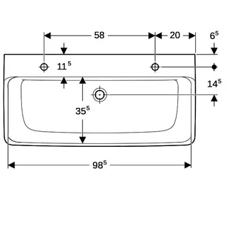 Geberit Renova Plan Waschtisch 100x48cm zwei Hahnlöcher, m. Überlauf, weiß – Bild 5
