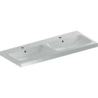 Geberit iCon Light Doppelwaschtisch 120x48cm mit Hahnloch, mit Überlauf, weiß – Bild 2