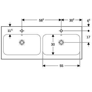 Geberit iCon Light Doppelwaschtisch 120x48cm mit Hahnloch, mit Überlauf, weiß – Bild 5