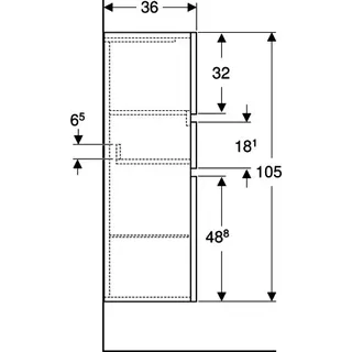 Geberit Renova Plan Mittel-HS mit zwei Türen 1 Schublade, 39x105x36cm, lava – Bild 5