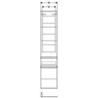 Geberit Renova Plan Hochschrank m. 2 Türen 1 Schubl., 39x180x36cm, Nussbaum hickory – Bild 4