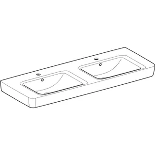 Geberit Renova Plan Doppelwaschtisch 130x48cm mit Hahnloch, mit Überlauf, weiß – Bild 3