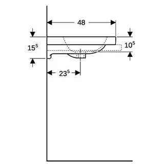 Geberit iCon Light Aufsatzwaschtisch 60x48cm mit Hahnloch, mit Ül., weiß, KeraTect – Bild 4