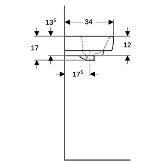 Geberit Renova Plan Handwaschbecken, 45x34cm ohne Hahnloch, mit Überlauf, weiß – Bild 5