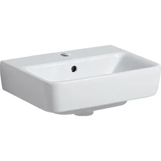 Geberit Renova Plan Handwaschbecken, 45x34cm mit Hahnloch mittig, mit Überlauf, weiß – Bild 2