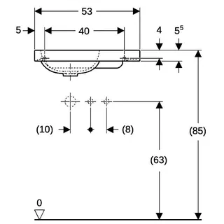 Geberit iCon Light Handwaschbecken 53x31cm Ablg./Hl. rechts, ohne Überlauf, weiß – Bild 4