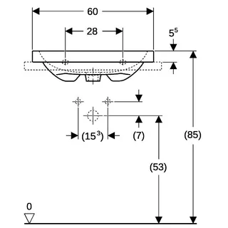 Geberit iCon Light Aufsatzwaschtisch 60x48cm ohne Hahnloch, ohne Überlauf, weiß – Bild 5