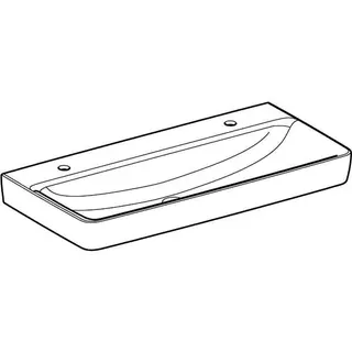 Geberit Renova Plan Aufsatz-Waschtisch 100x48cm 2 Hahnlöcher, mit Überlauf, weiß – Bild 3