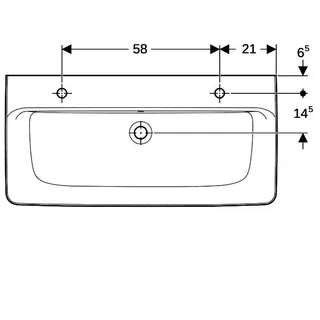 Geberit Renova Plan Aufsatz-Waschtisch 100x48cm 2 Hahnlöcher, mit Überlauf, weiß – Bild 5