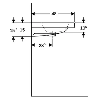 Geberit iCon Light Waschtisch 60x48cm mit Hahnloch, mit Ül., weiß, KeraTect – Bild 4