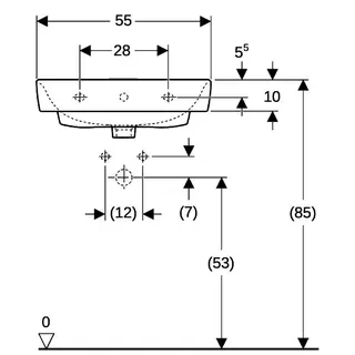 Geberit Renova Plan Aufsatzwaschtisch 55x44cm mit Hahnloch, mit Überlauf, weiß – Bild 4