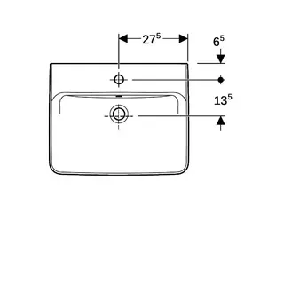 Geberit Renova Plan Aufsatzwaschtisch 55x44cm mit Hahnloch, mit Überlauf, weiß – Bild 5