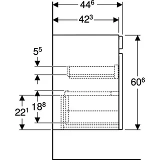 Geberit Renova Plan US f. Waschtisch, mit 1 Schublade u. Innenschubl., 58,5x60,6x44,6cm, lava – Bild 5
