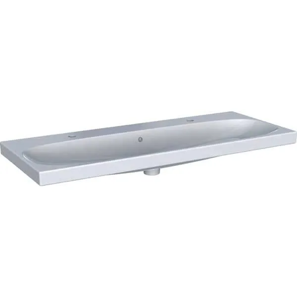Waschtisch 120 x 48 cm, m. 2 Hahnloch mit Überlauf design4YOU 2.0, topweiß