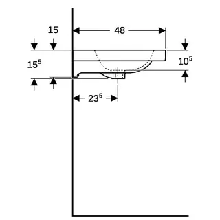 Geberit iCon Light Waschtisch 75x48cm mit Hahnloch, mit Ül., weiß, KeraTect – Bild 4