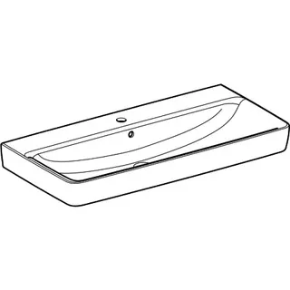 Geberit Renova Plan Aufsatz-Waschtisch 100x48cm mit Hahnloch, mit Überlauf, weiß – Bild 3