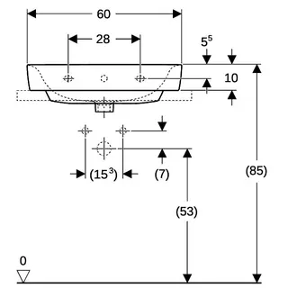 Geberit Renova Plan Aufsatzwaschtisch 60x48cm mit Hahnloch, mit Überlauf, weiß – Bild 4