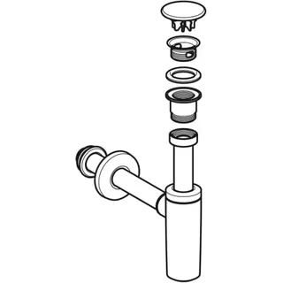 Geberit Waschtisch-Ablauf mit Siphon Abgang horiz. d32/40mm, G1 1/4" weiß/hgl.-verchromt – Bild 4