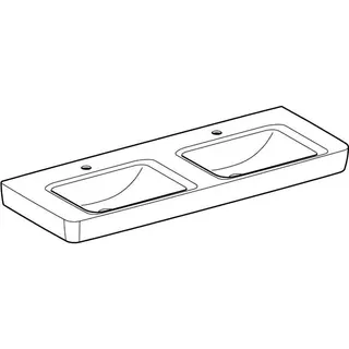Geberit Renova Plan Doppelwaschtisch 130x48cm mit Hahnloch, ohne Überlauf, weiß – Bild 3