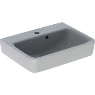 Geberit Renova Plan Handwaschbecken, 50x38cm mit Hahnloch mittig, mit Überlauf, weiß – Bild 2