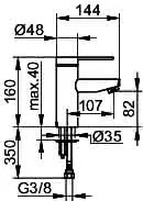 Keuco EHM-Waschtisch-Mischer 90, Plan blue 53902 m verl. Griffheb, o. Ablaufgar., verchr. – Bild 2