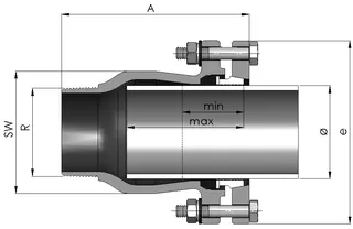 gebooriginal Temperguss-KLV Serie 222 Typ AF 3" für Stahlrohr, Trinkwasser – Bild 3