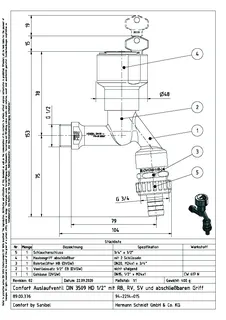 comfort-Auslaufventil DIN 3509 HD mit RB RV abschließbarem Griff DN 15 (1/2") vc – Bild 2